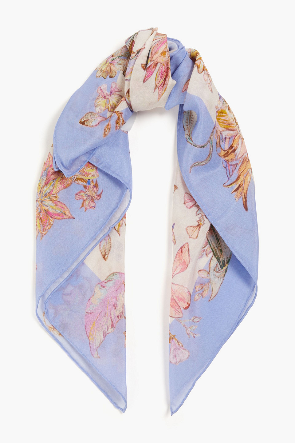 Zimmermann Floral-print Cotton And Silk-blend Scarf In Lavender