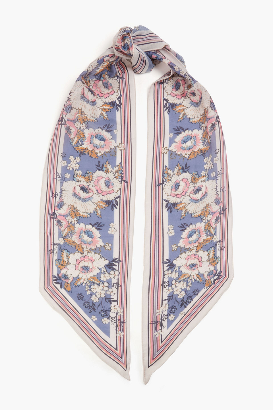 Floral-print cotton and silk-blend scarf