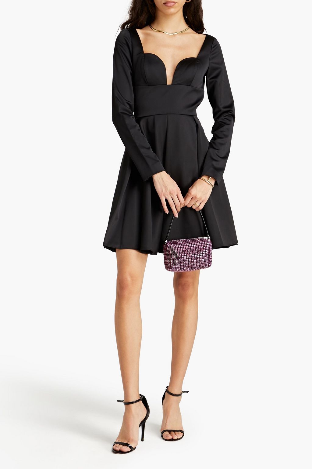 SARA BATTAGLIA Pleated satin mini dress