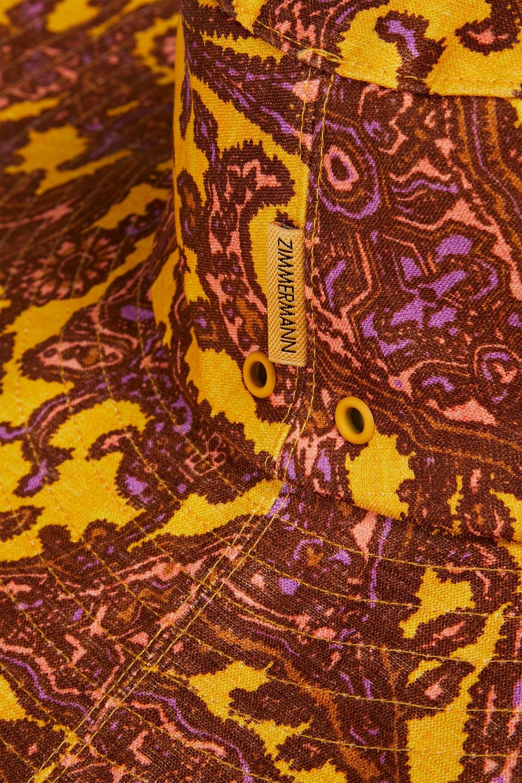 ZIMMERMANN Fringed paisley-print linen sunhat