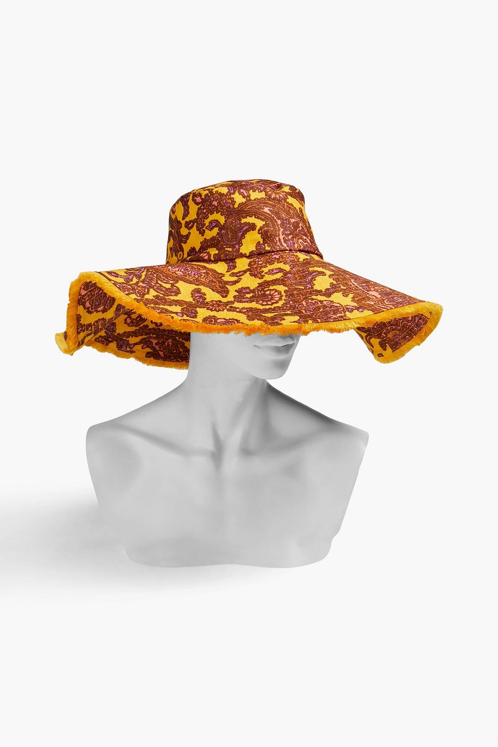 ZIMMERMANN Fringed paisley-print linen sunhat