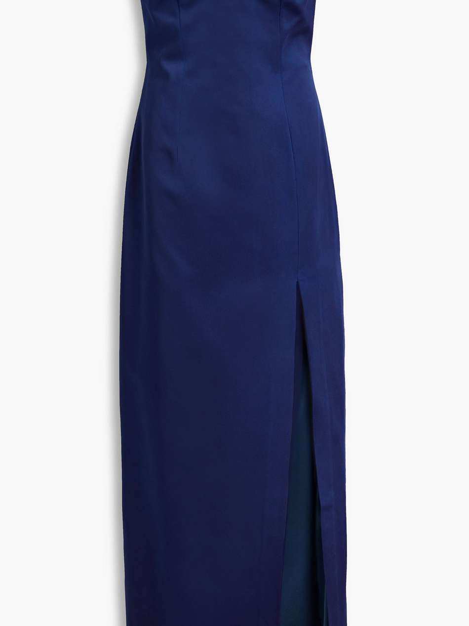 strapless satin maxi dress