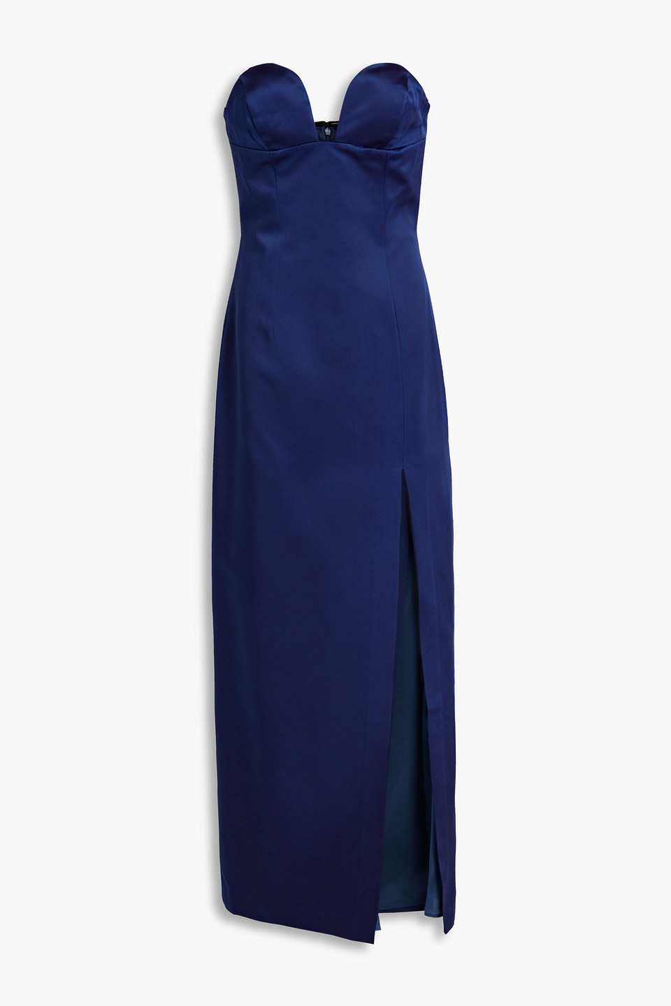 Sara Battaglia Strapless Satin Maxi Dress In Indigo