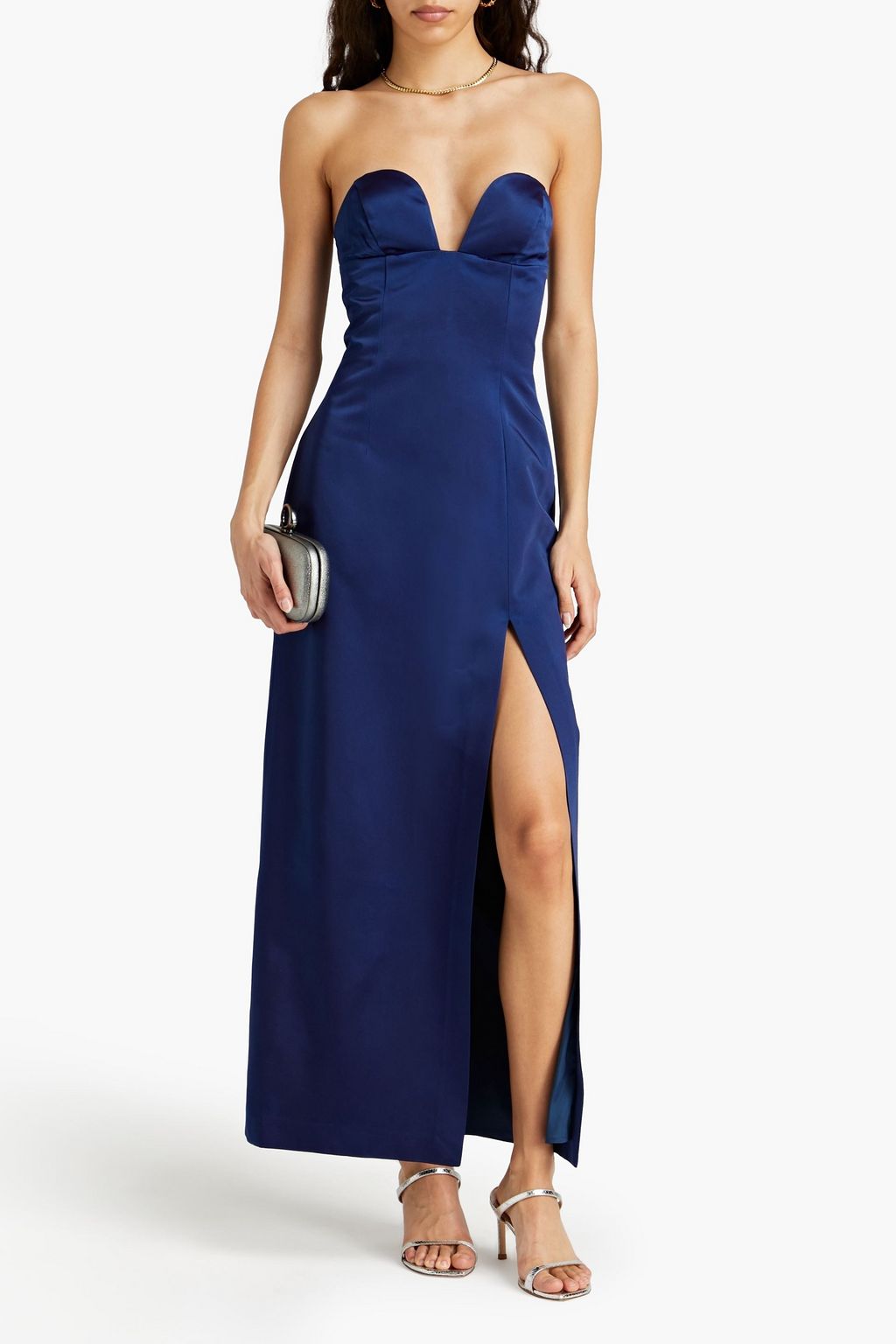 SARA BATTAGLIA Strapless satin maxi dress