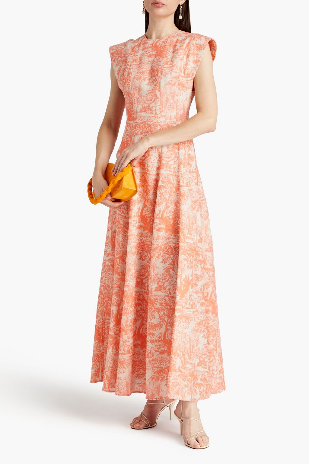 PHILOSOPHY DI LORENZO SERAFINI Printed linen and cotton-blend maxi dress