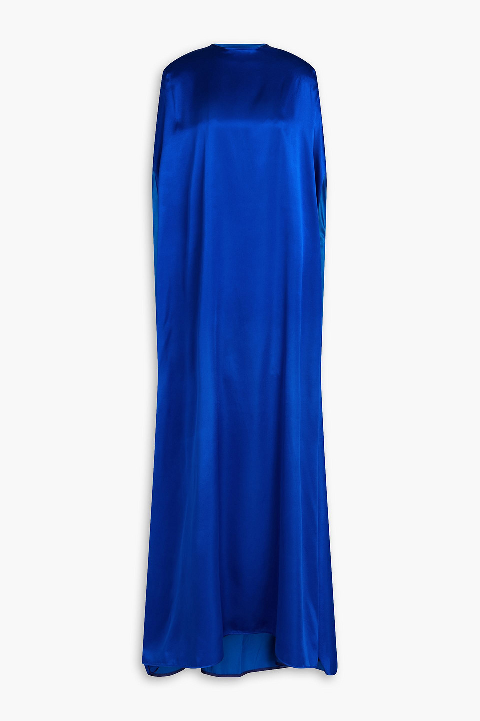 Sara Battaglia Cape-effect Satin Gown In Bright Blue