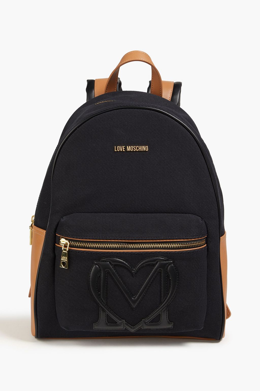 LOVE MOSCHINO Two tone cotton canvas and faux leather backpack