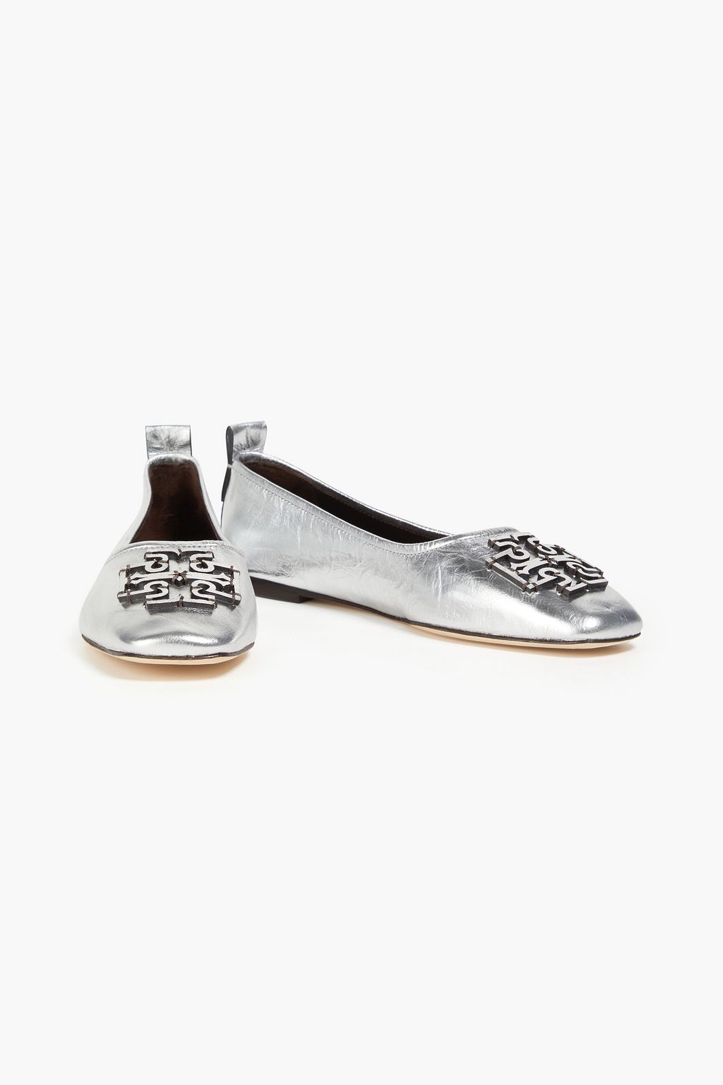 TORY BURCH 메탈릭 가죽 발레리나 플랫