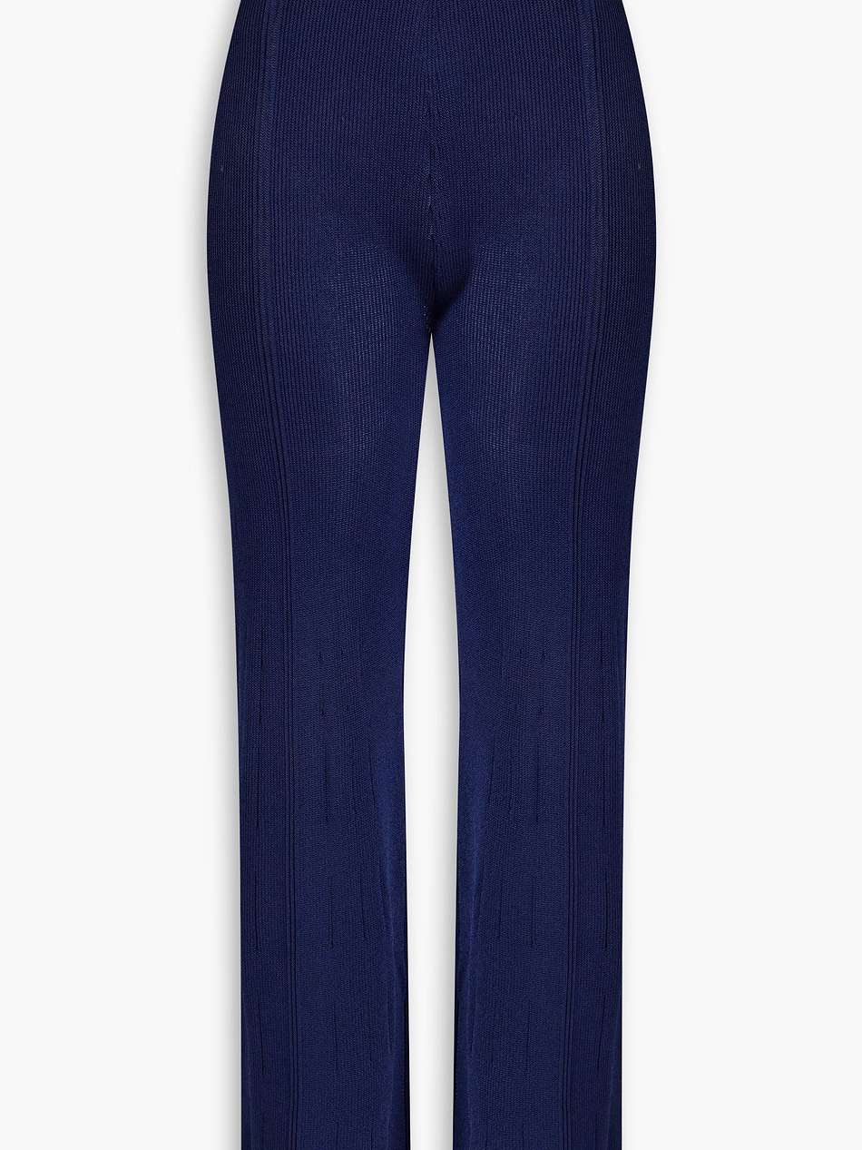 metallic ribbed-knit flared pants