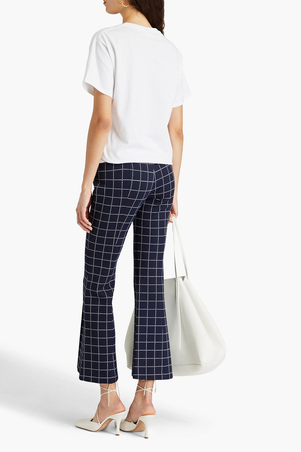  Rosetta Getty - Checked Jacquard-knit Flared Pants - Blue - Xs 
