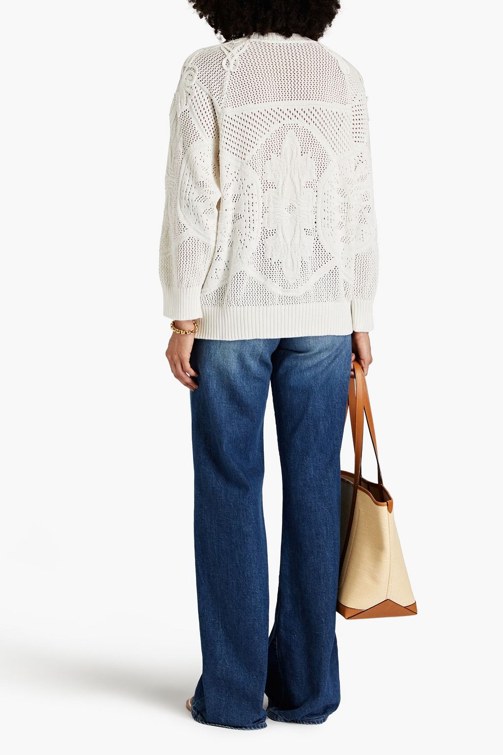 ALBERTA FERRETTI Pointelle-knit cotton sweater