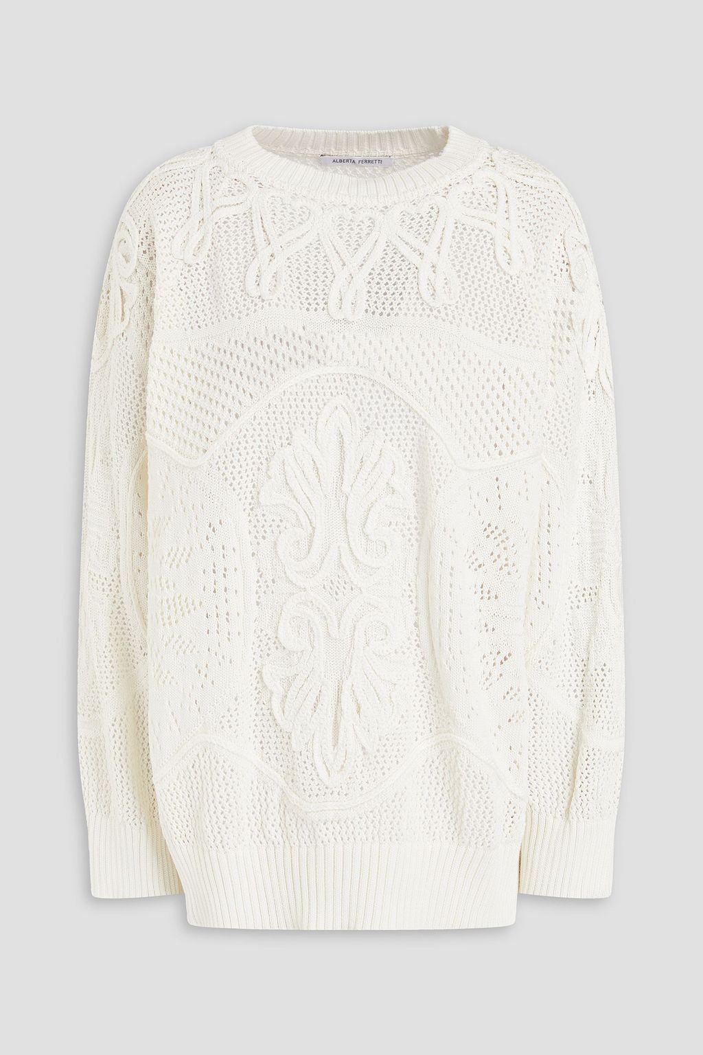 ALBERTA FERRETTI Pointelle-knit cotton sweater