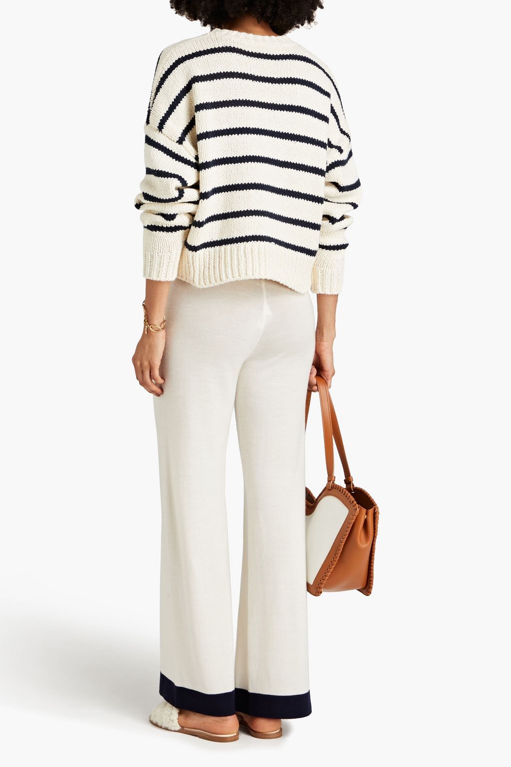 ZIMMERMANN Two-tone merino wool wide-leg pants