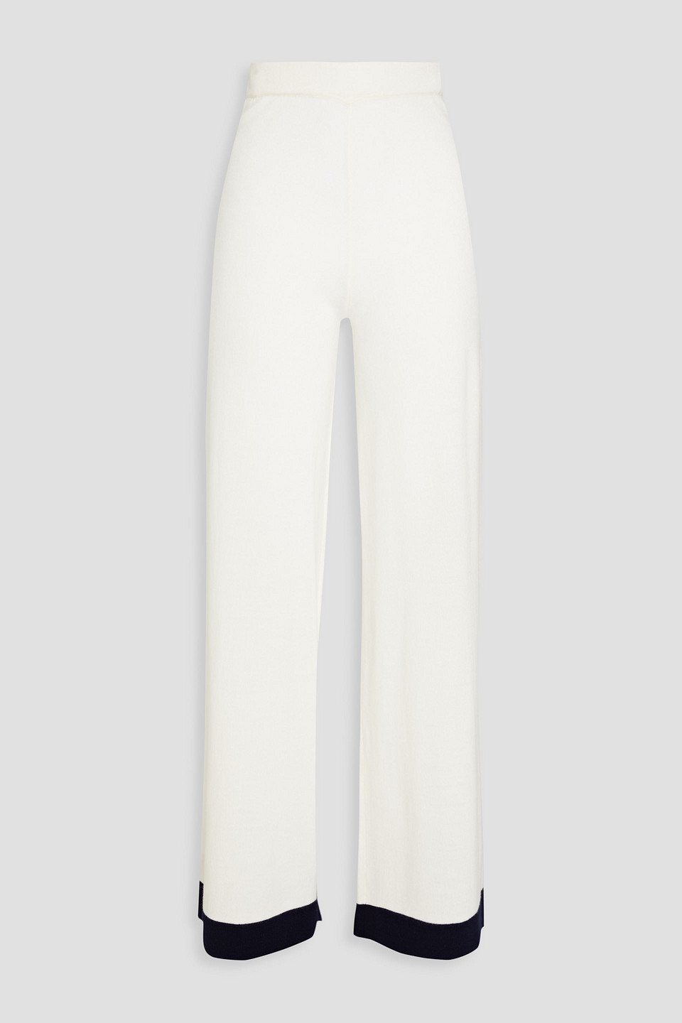 Shop Zimmermann Two-tone Merino Wool Wide-leg Pants In Cream