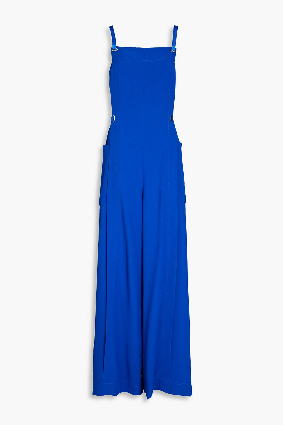 Alberta Ferretti Enver Satin Wide Leg Jumpsuit In Blue