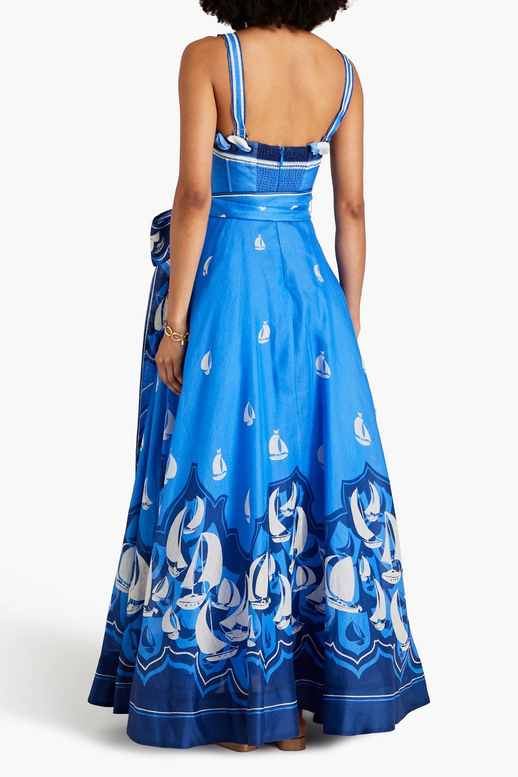 ZIMMERMANN Belted printed linen and silk-blend maxi dress