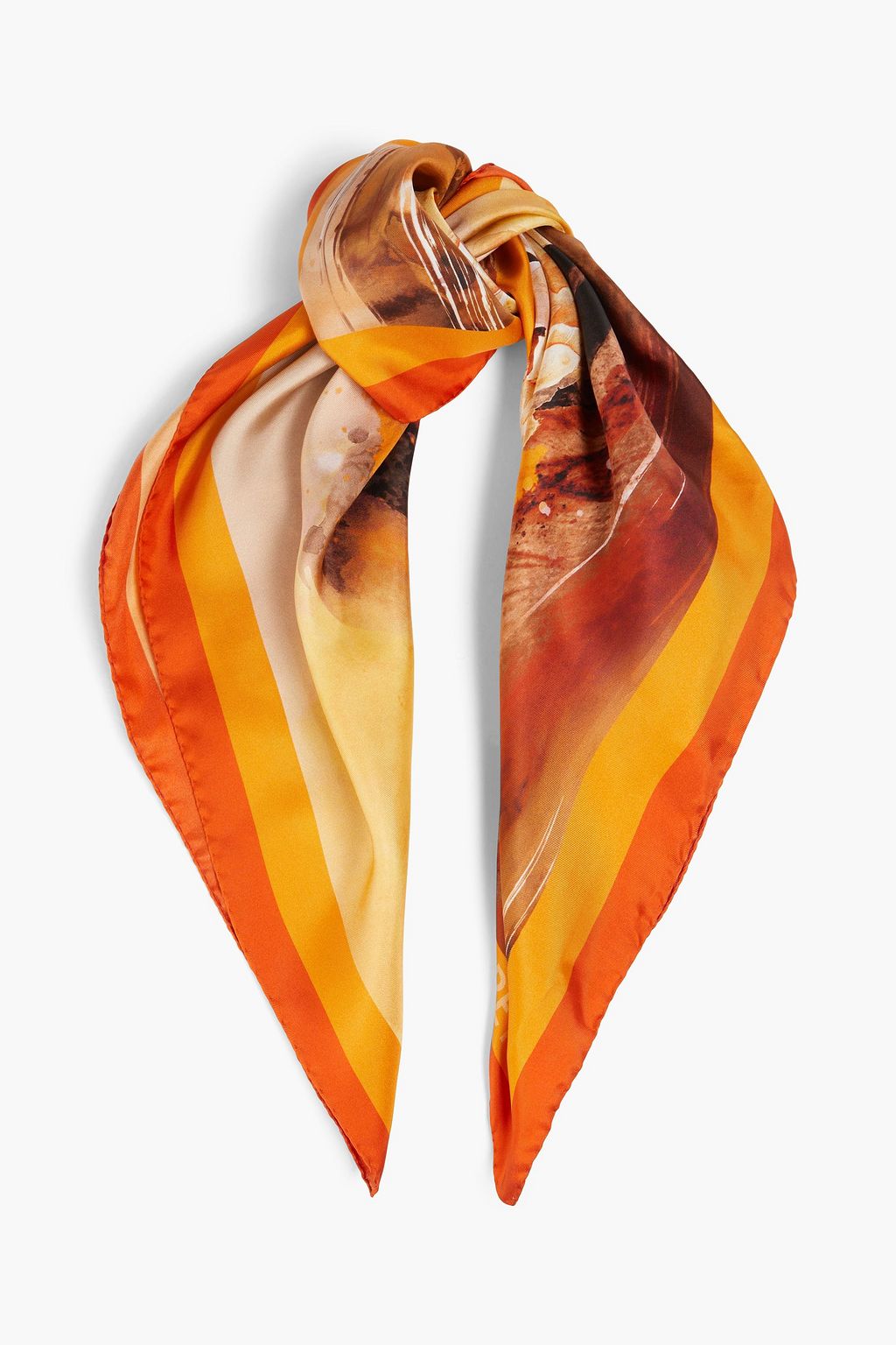 Floral-print silk-twill scarf