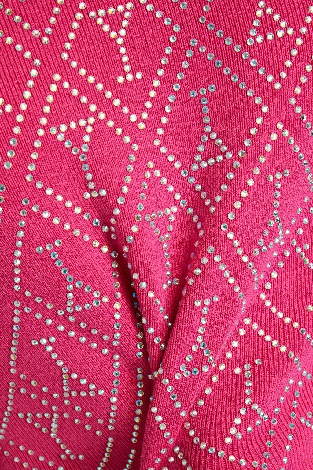 RETROFÊTE Palmer crystal-embellished cotton and cashmere-blend mini dress