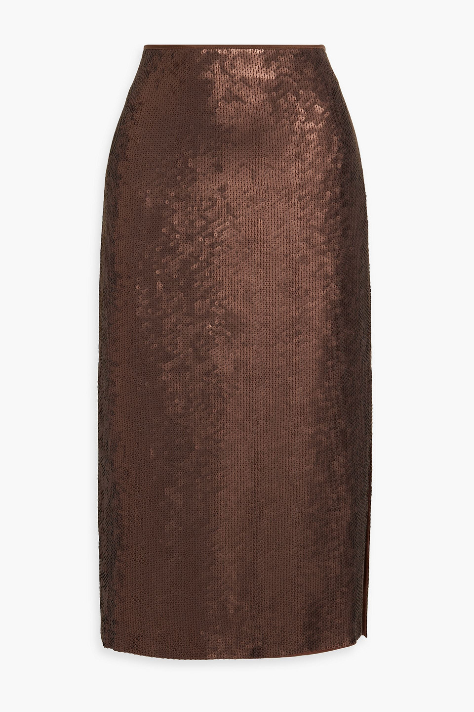 Brunello Cucinelli Sequined Chiffon Midi Skirt In Brown