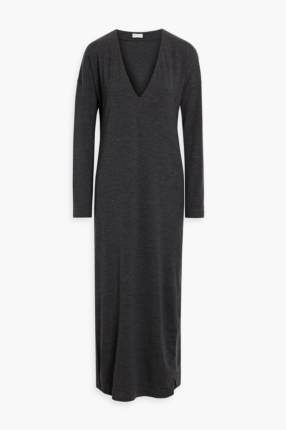 Brunello Cucinelli Wool-blend Jersey Maxi Dress In Dark Gray