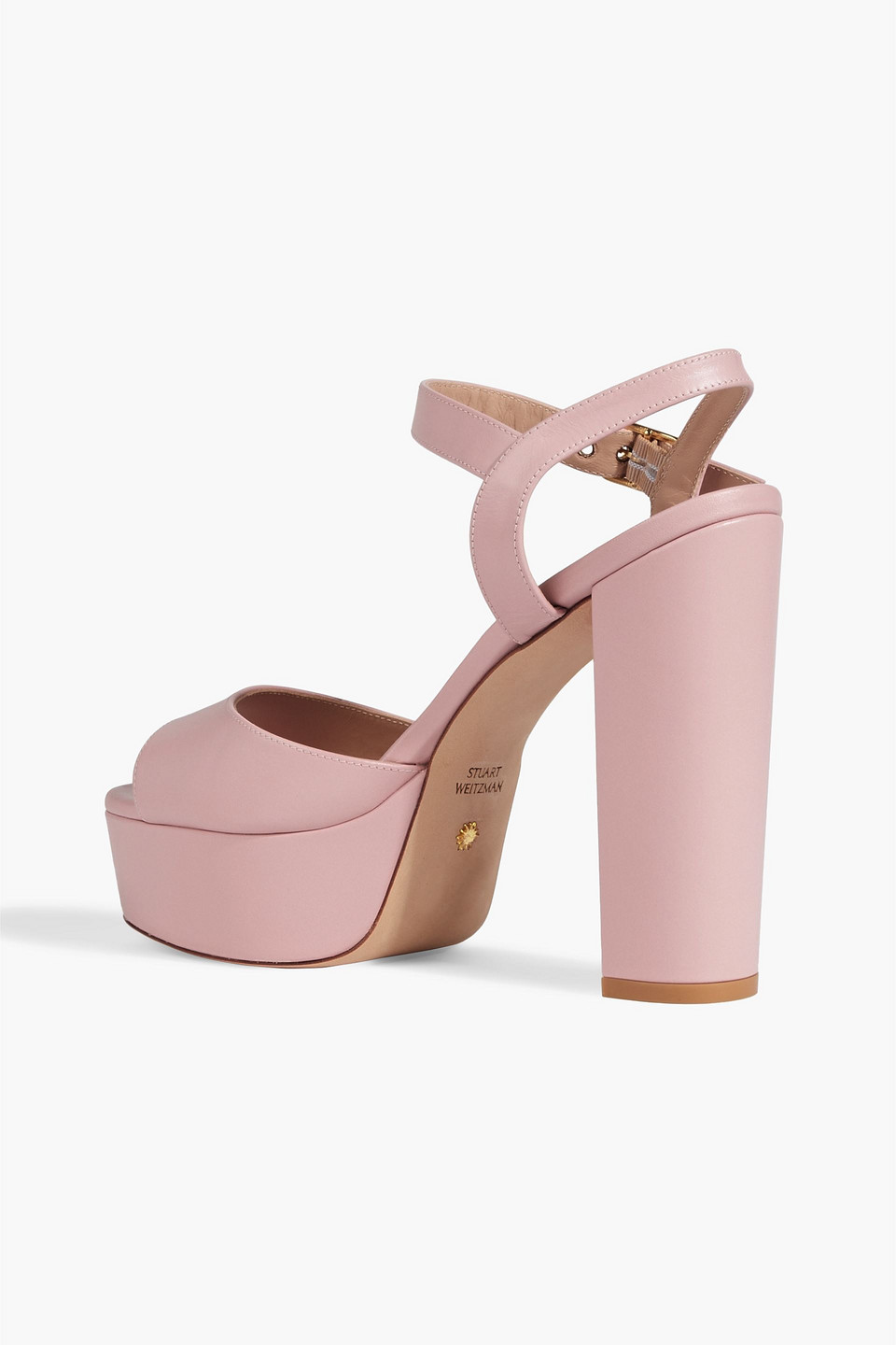 Shop Stuart Weitzman Ryder Leather Platform Sandals In Baby Pink