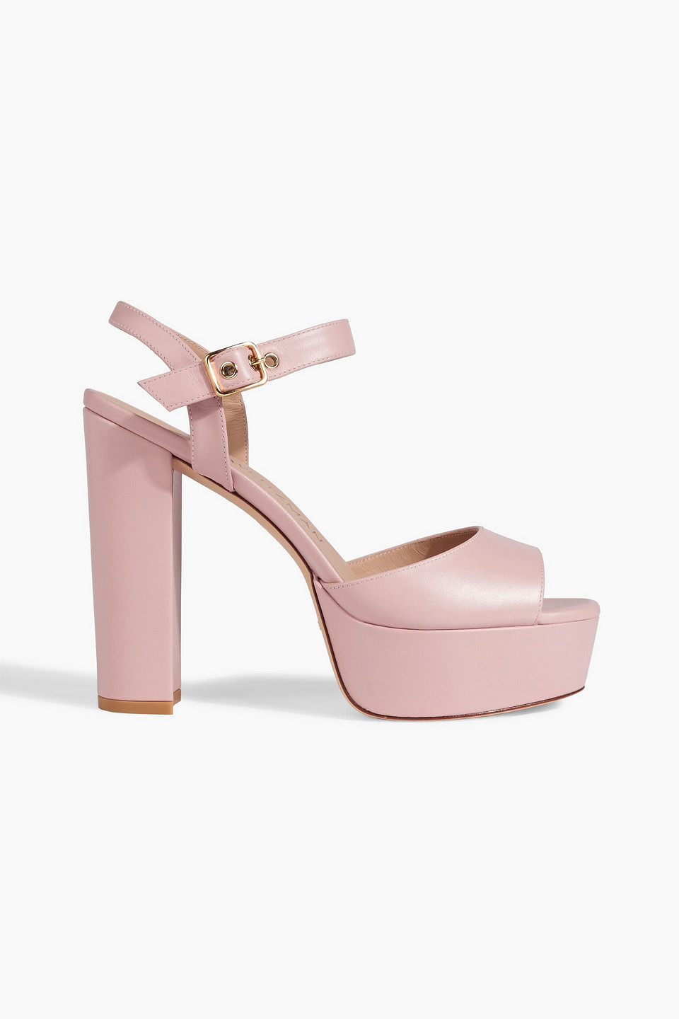 Shop Stuart Weitzman Ryder Leather Platform Sandals In Baby Pink