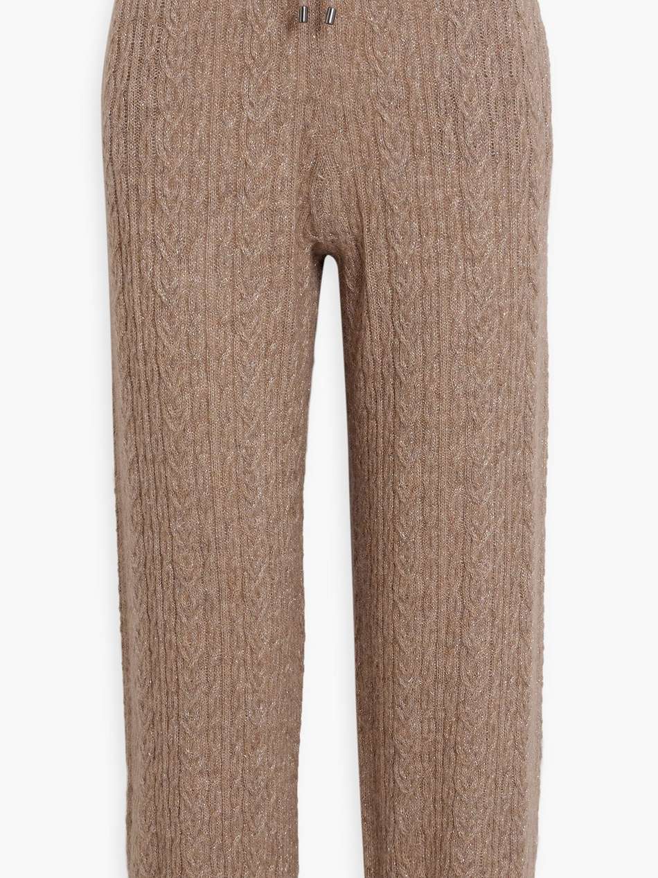 metallic cable-knit track pants