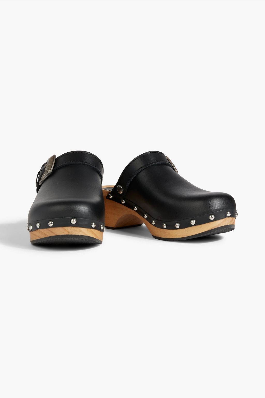 MAJE Buckled leather clogs