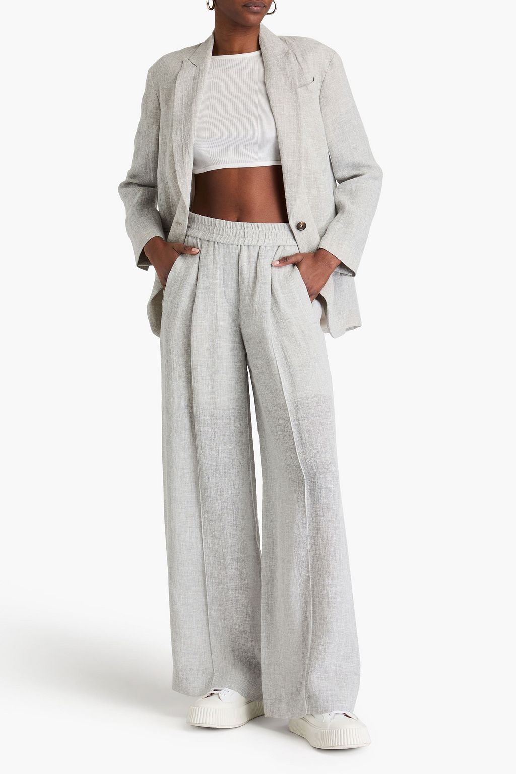 BRUNELLO CUCINELLI Linen-blend wide-leg pants