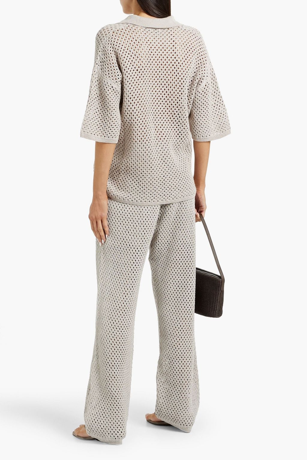 BRUNELLO CUCINELLI Open-knit cotton polo sweater