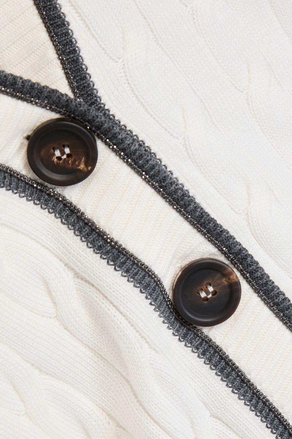 BRUNELLO CUCINELLI Cardigan aus Baumwolle mit Zopfstrickmuster und Zierperlen