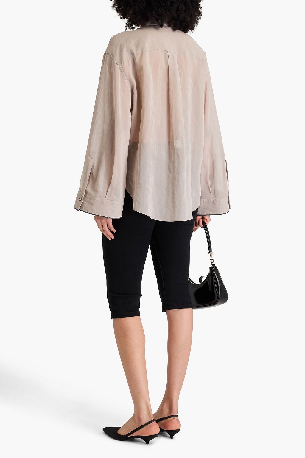 BRUNELLO CUCINELLI Hemd aus Baumwoll-Organza mit Zierperlen