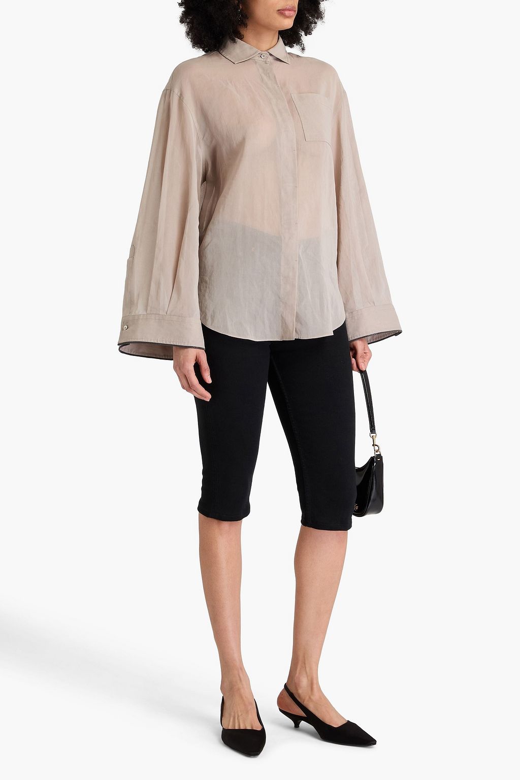 BRUNELLO CUCINELLI Hemd aus Baumwoll-Organza mit Zierperlen