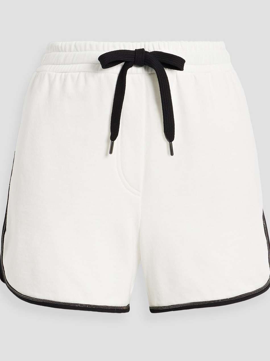 bead-embellished french cotton-terry shorts