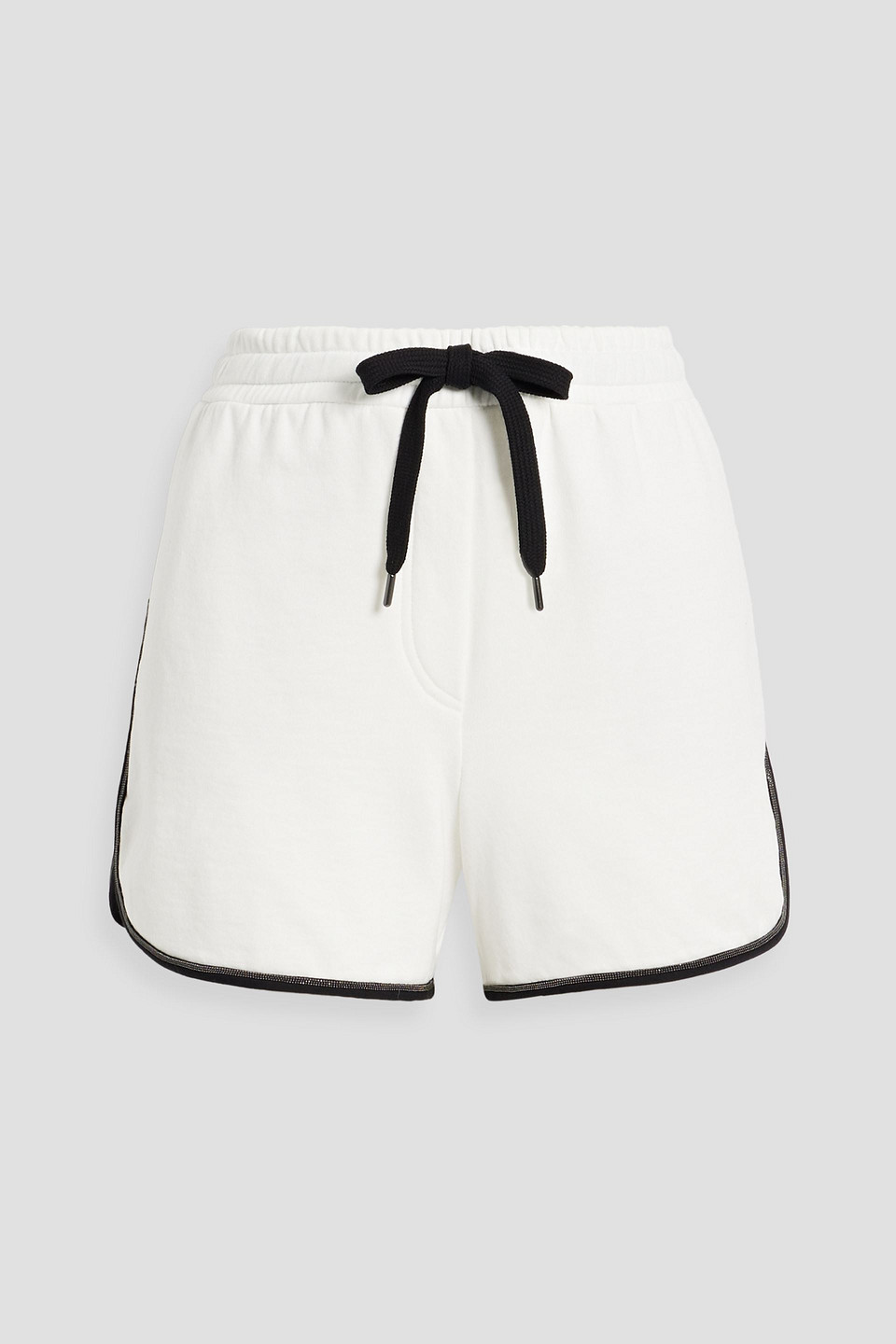 Bead-embellished French cotton-terry shorts