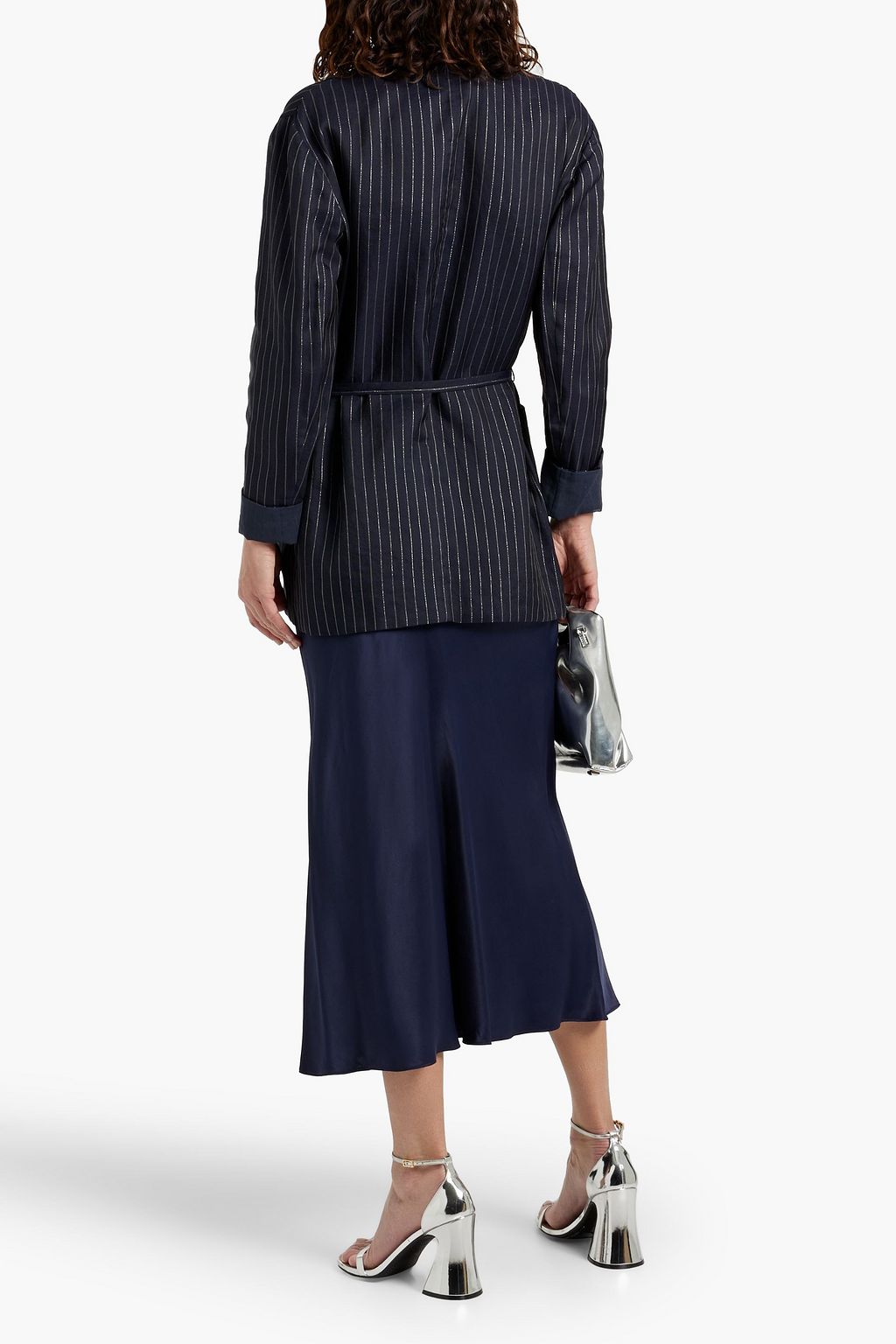 BRUNELLO CUCINELLI Metallic pinstriped cotton-blend blazer