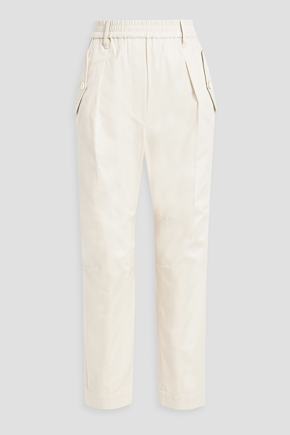 Brunello Cucinelli Pleated Cotton-blend Twill Tapered Pants In White