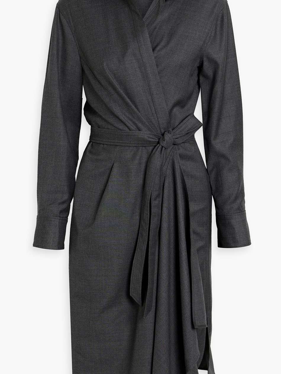 wool-crepe wrap dress