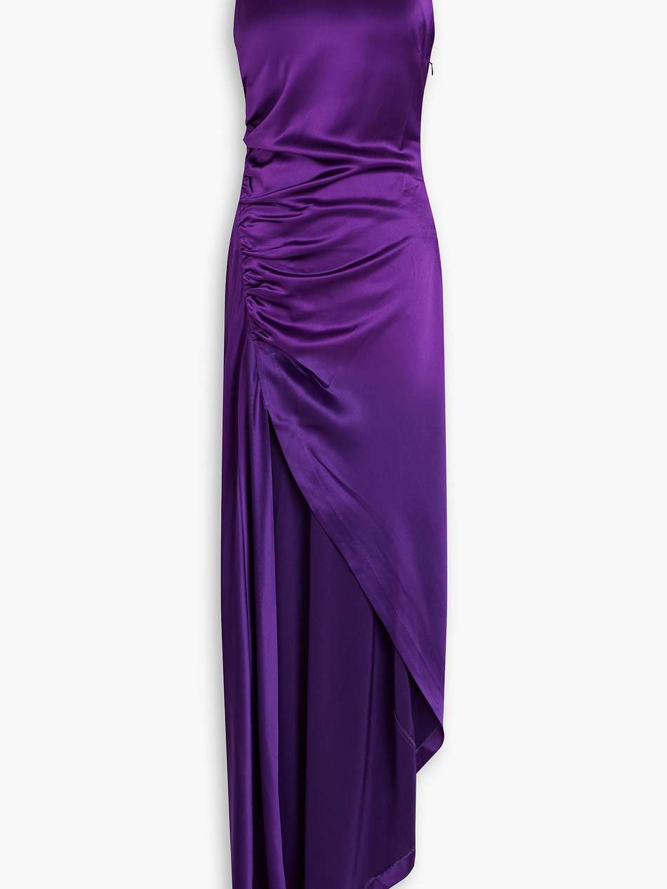 sab asymmetric ruched satin dress