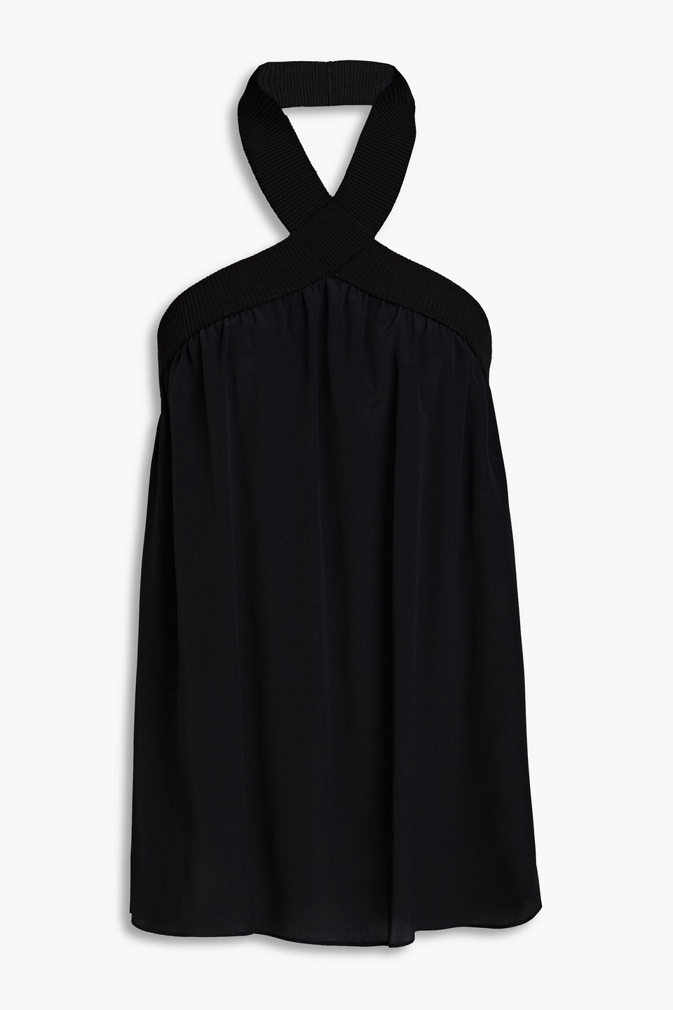 Boutique Moschino Crepe De Chine Halterneck Top In Black