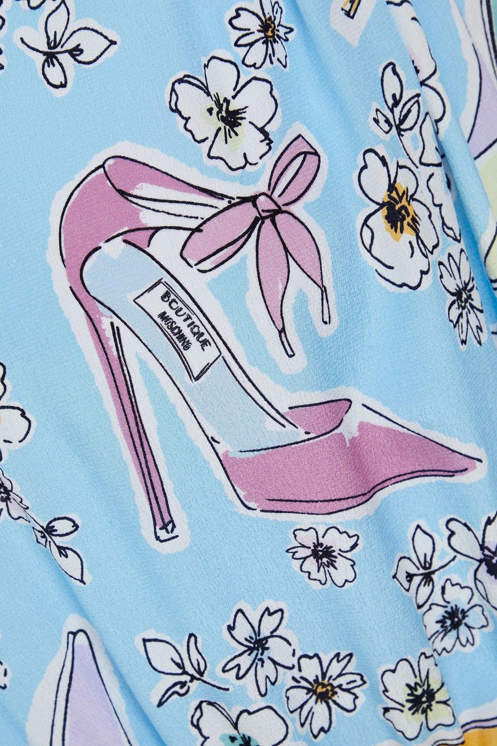 BOUTIQUE MOSCHINO シルククレープデシン ミニワンピース プリント入り