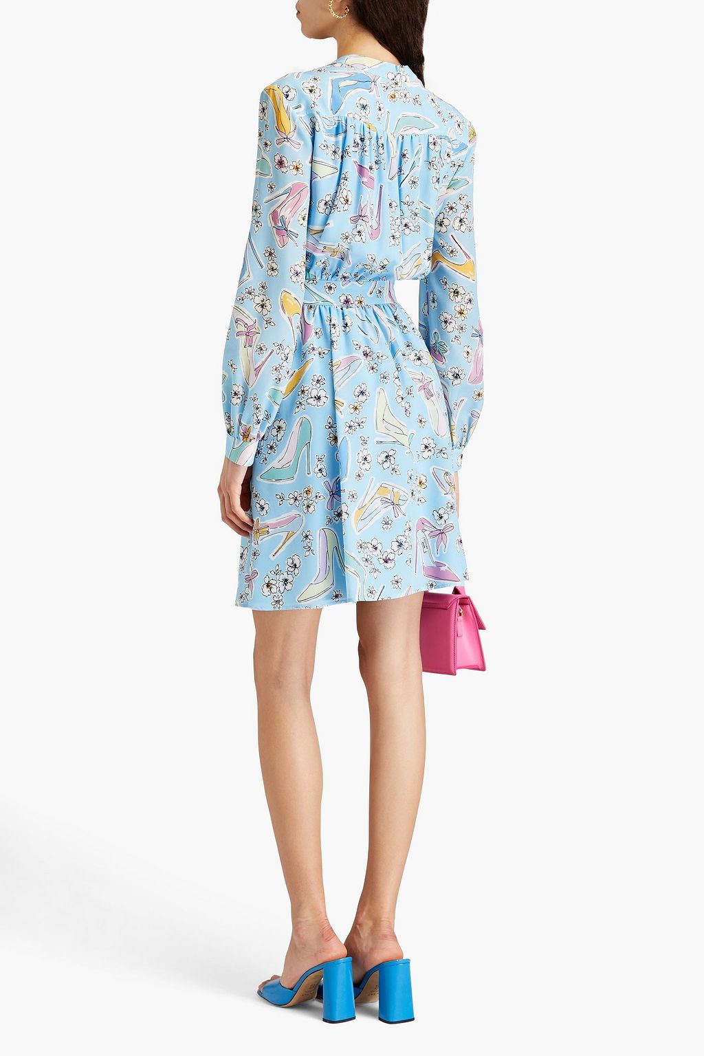 BOUTIQUE MOSCHINO シルククレープデシン ミニワンピース プリント入り