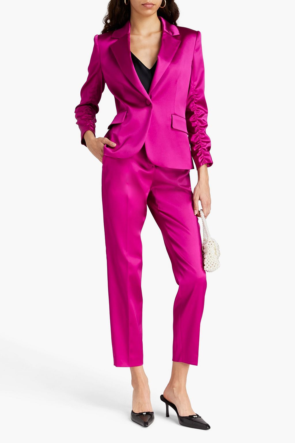 BOUTIQUE MOSCHINO Ruched satin blazer
