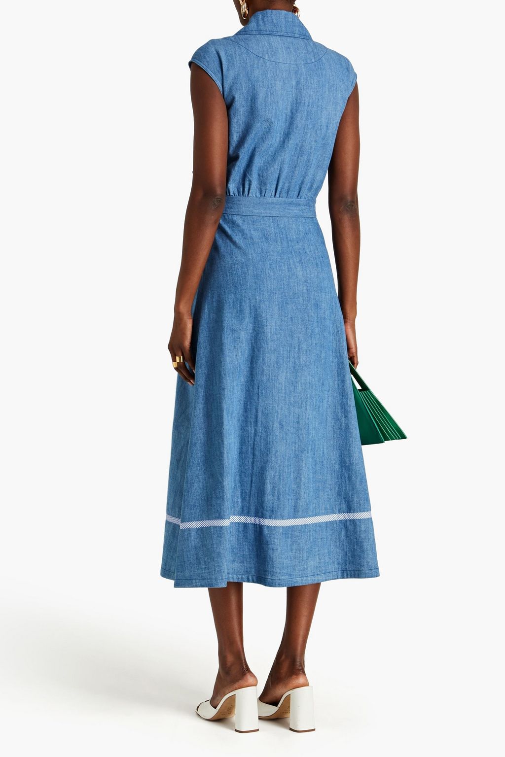 BOUTIQUE MOSCHINO Belted denim midi dress