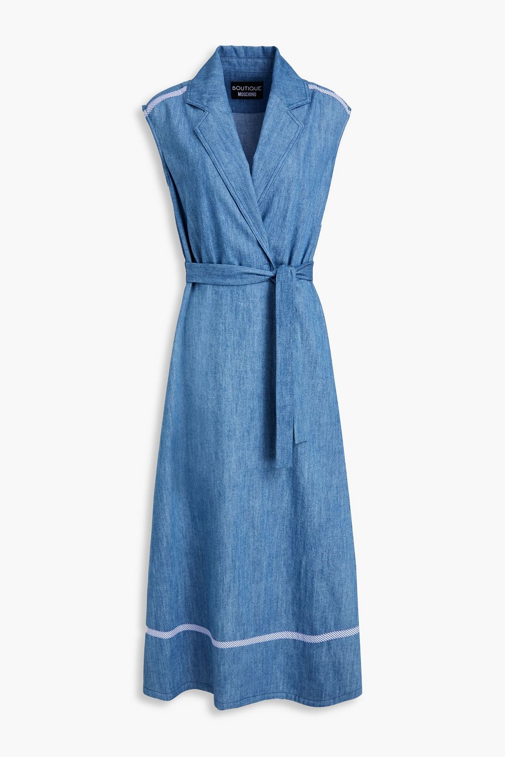 BOUTIQUE MOSCHINO Belted denim midi dress | THE OUTNET