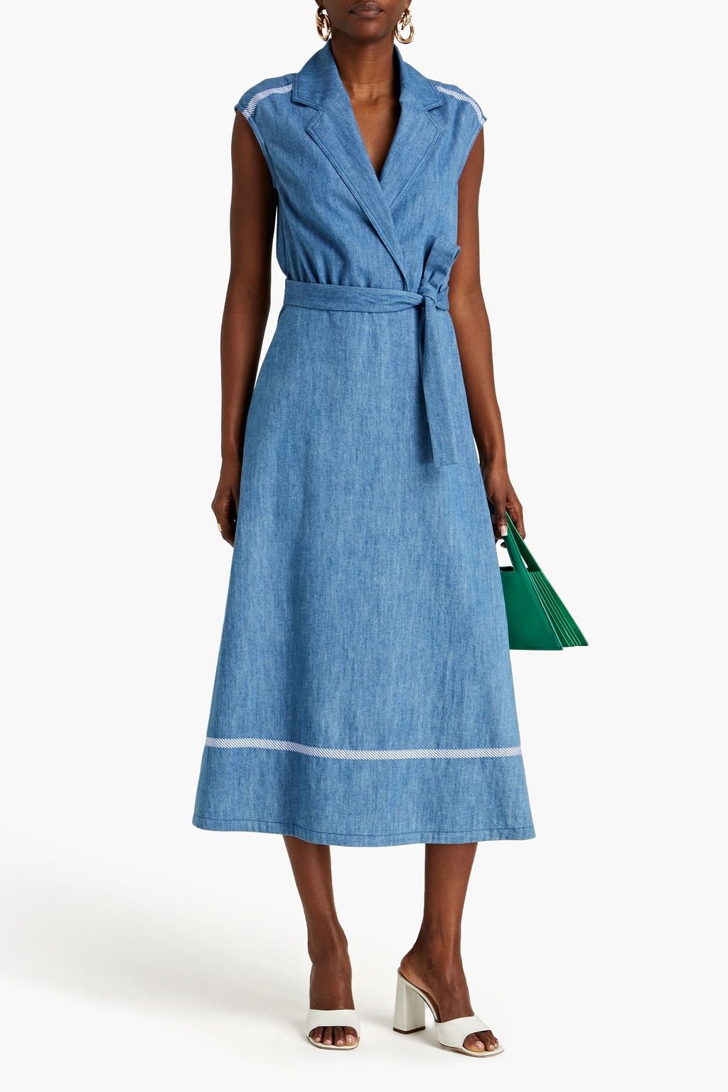 BOUTIQUE MOSCHINO Belted denim midi dress