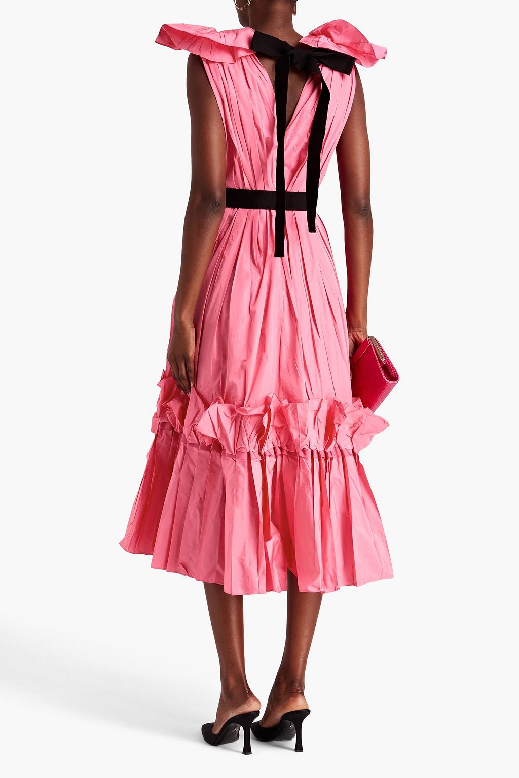 ROKSANDA Eniola tie-detailed ruffled pleated taffeta midi dress