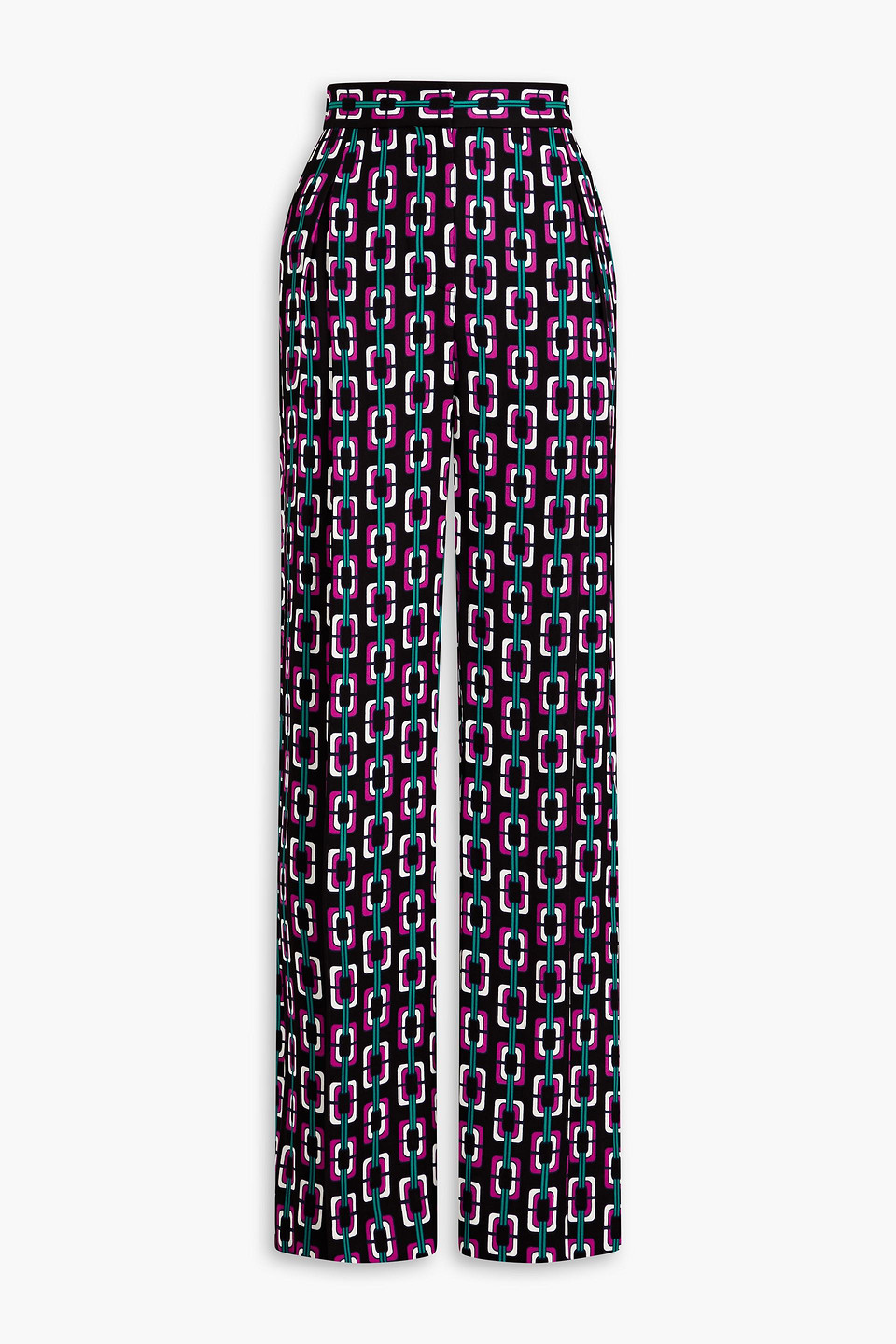 Diane Von Furstenberg Brianna Printed Crepe Wide-leg Trousers In Black