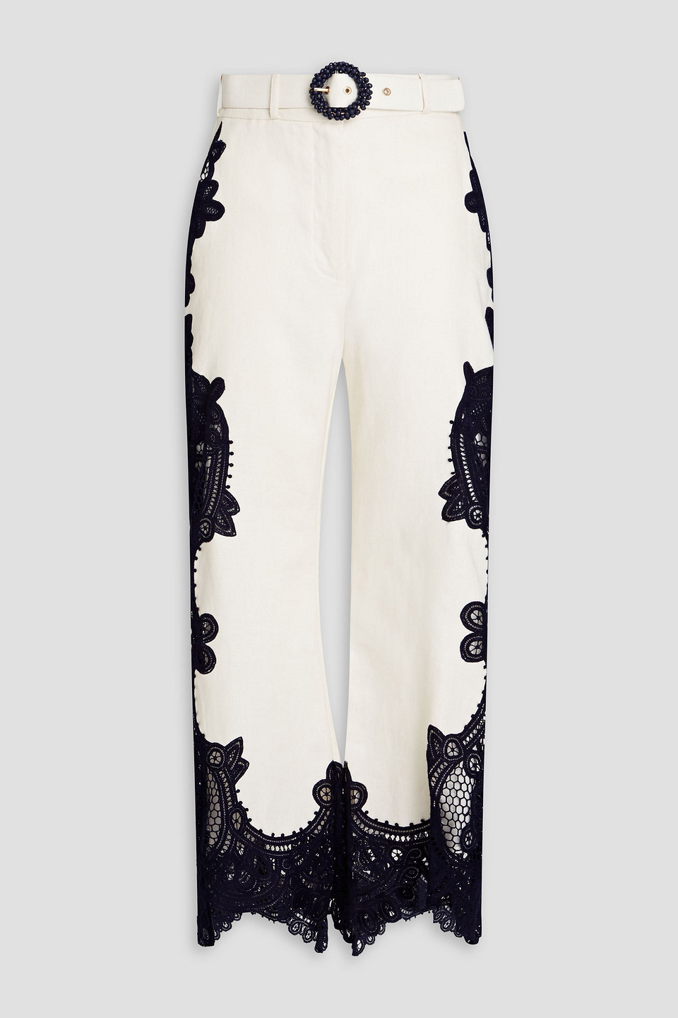 Zimmermann Belted Cropped Linen Wide-leg Pants In Ivory