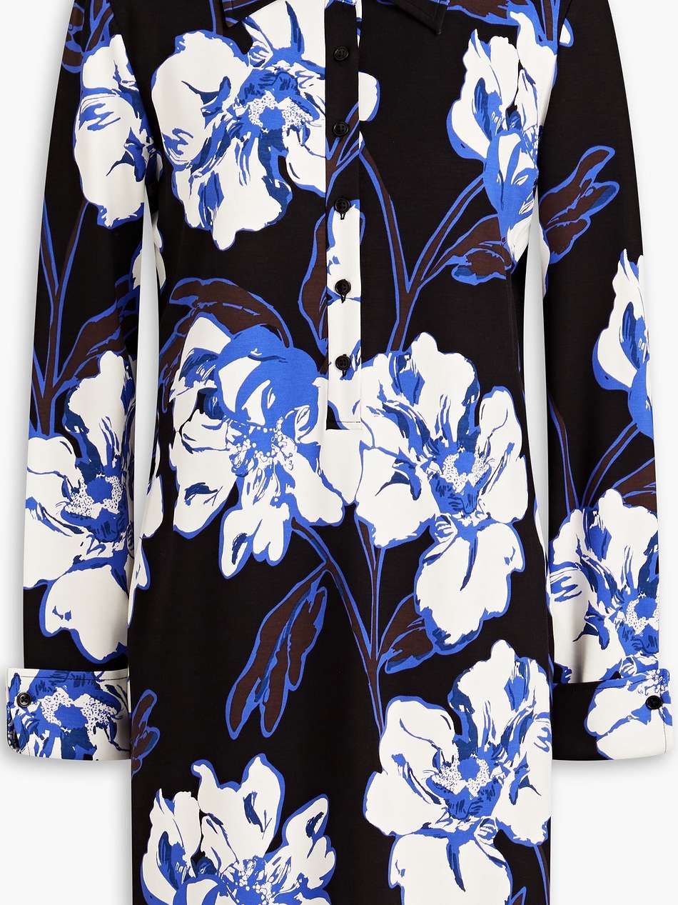 alarica floral-print jersey mini shirt dress